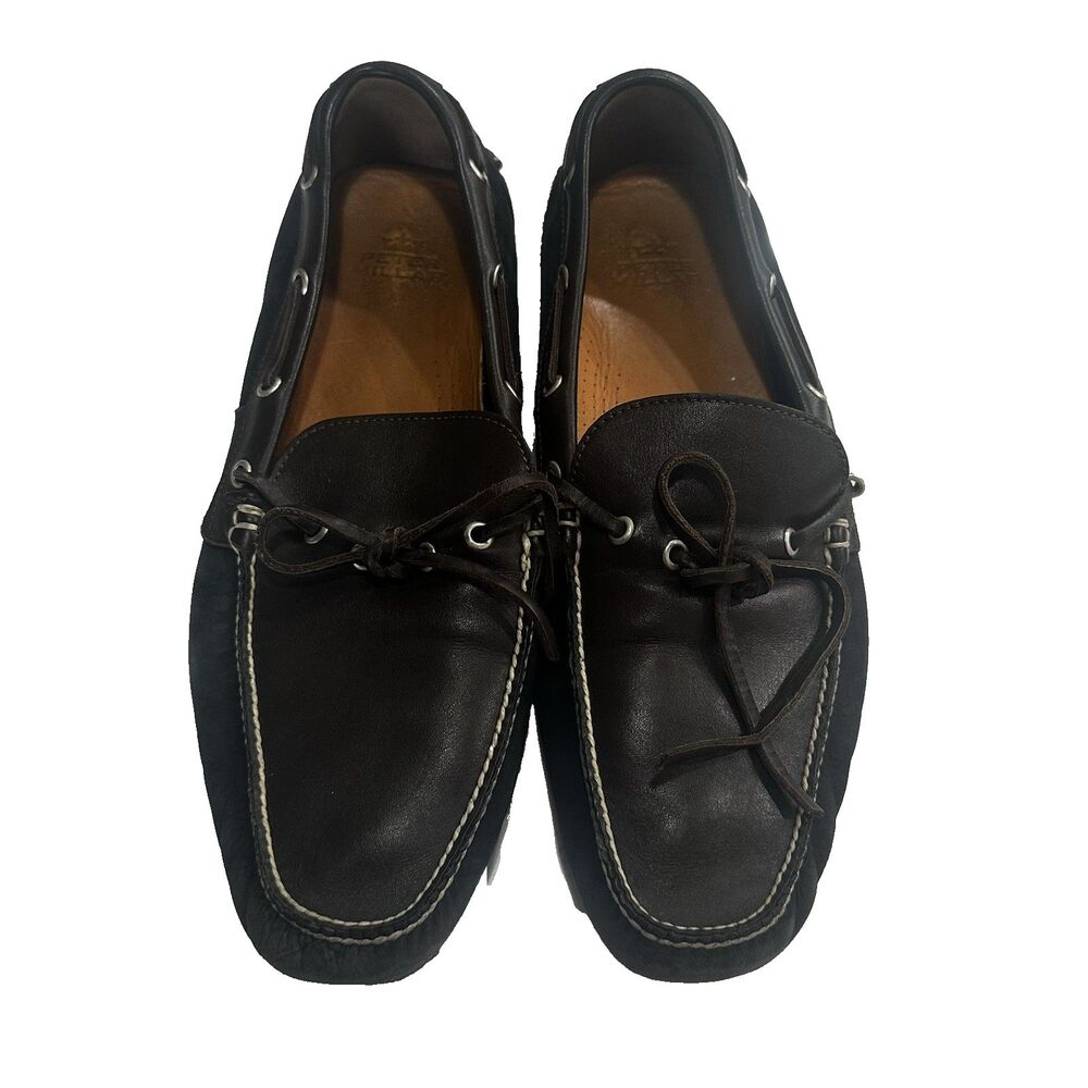 Peter Millar Leather Driving Loafers Boat Shoes Men's Sz 11.5 Black & Dark Brown